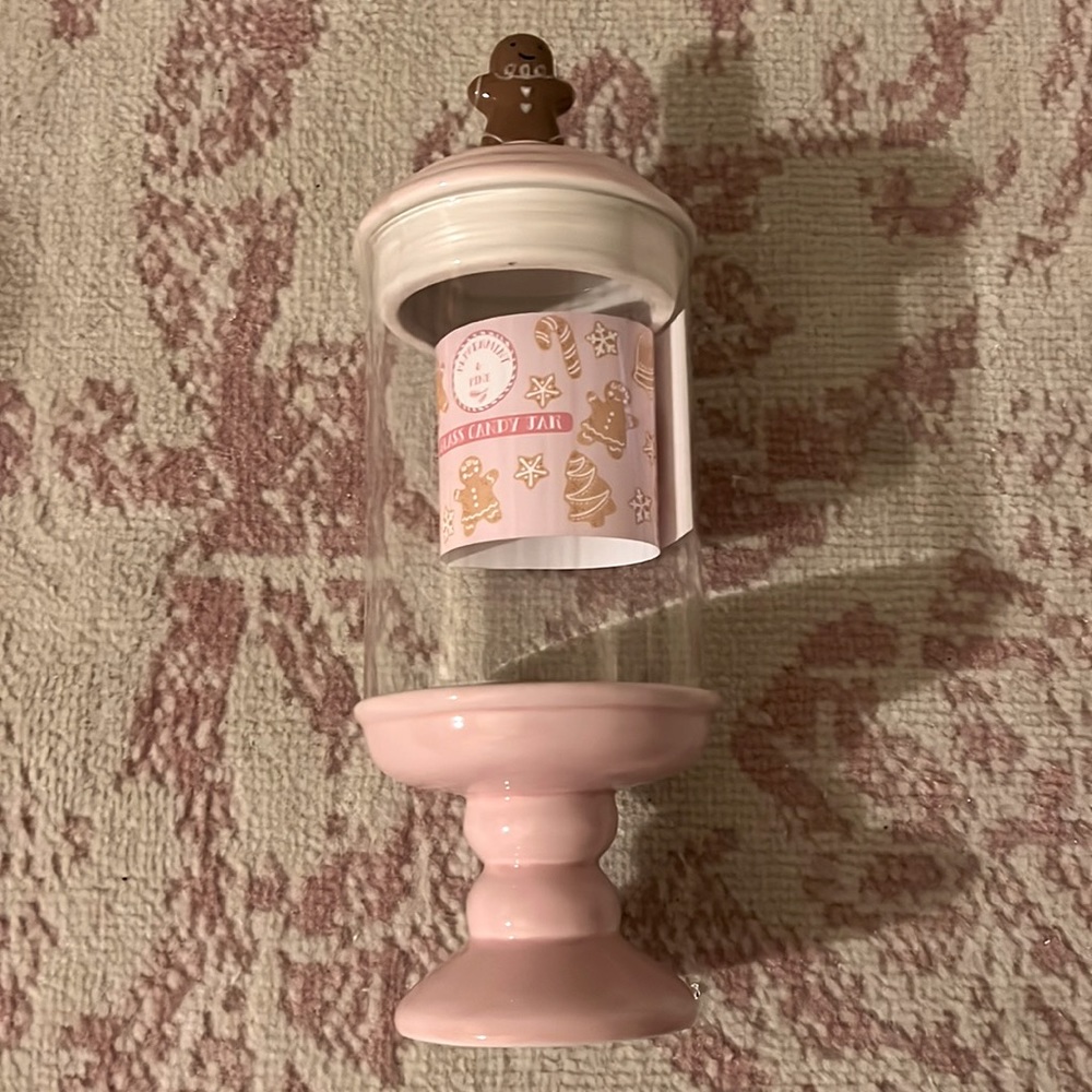 Pink Christmas Gingerbread Candy Jar